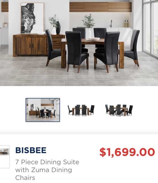 bisbee 7 piece dining suite