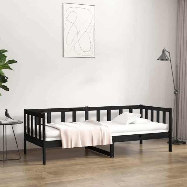 Painesville Day Bed Black 92x187 cm Single Bed Size Solid Wood Pi