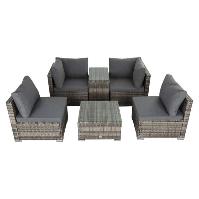 Outdoor Modular Lounge Sofa with Wicker End Table Set... Sofas