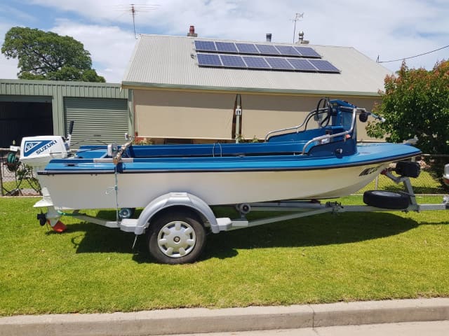 Fibreglass Swift Craft Boat, 9.9HP Suzuki Outboard, New Tilt Trailer ...