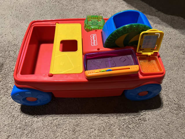 Rare Fisher Price kids Peek-a-blocks activity wagon pull cart | Toys ...