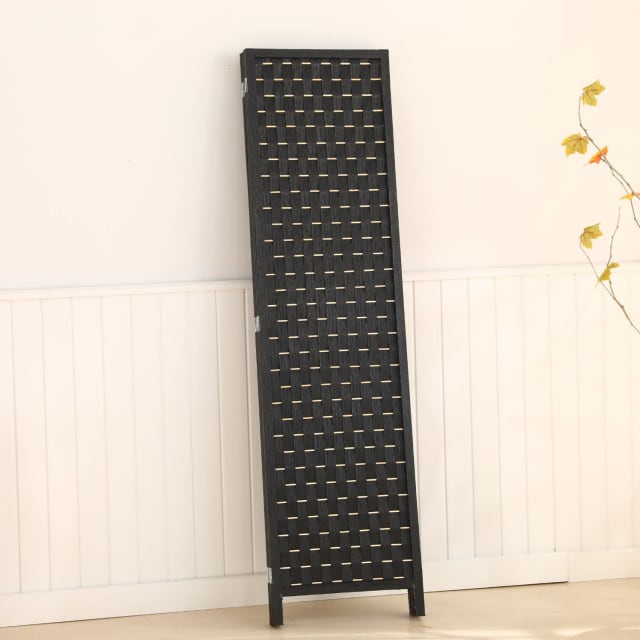EKKIO 4Panel Pine Wood Room Divider (Black) EKRD100SD Other