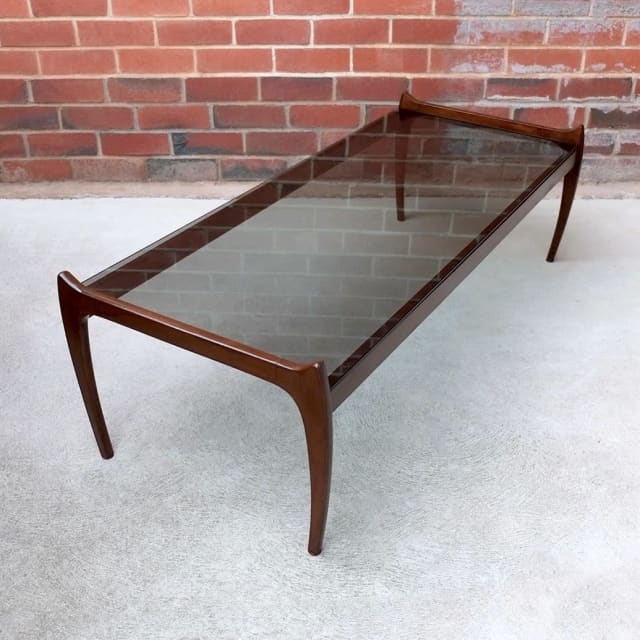 Mid Century Smoked Glass Coffee Table. Retro Vintage. Coffee Tables