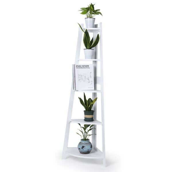 Levede 5 Tier Corner Shelf Wooden Storage Home Display Rack PlantStand