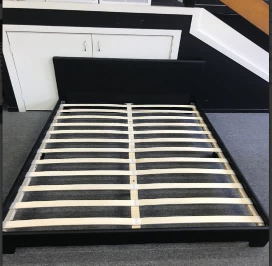 FOR SALE!!!! BLACK LEATHER DOUBLE BED FRAME OWN YOURS NOW!! Beds
