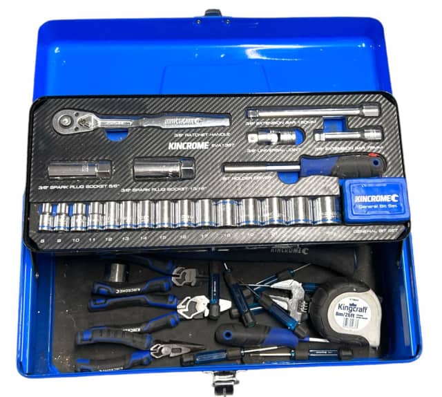 KINCROME Cantilever Tool Box 1 Tray with 55pce Socket & Acc EVA Tray