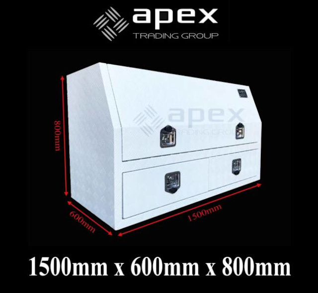 NEW ALUMINIUM POWDERCOAT WHITE 2DRAWER TOOLBOX UTE TRAY 1568HDCPW