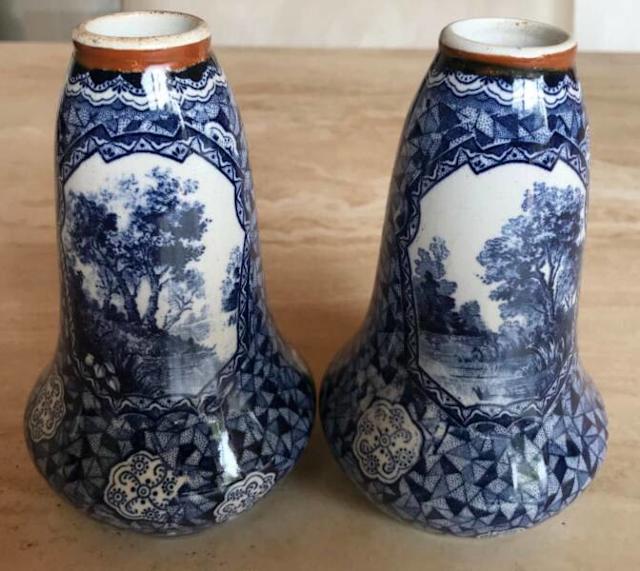Pair of antique Villeroy and Boch blue and white vases (med. size) Collectables Gumtree