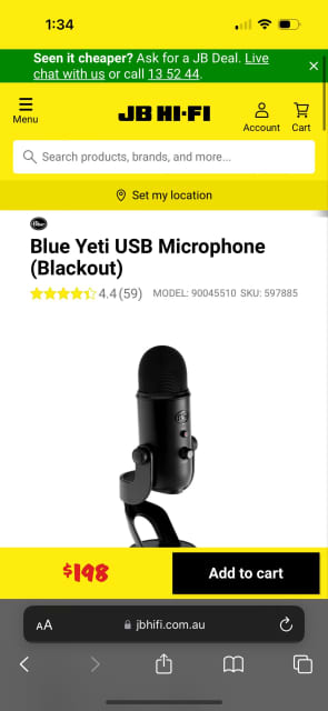 Blue Yeti USB Microphone (Blackout) - JB Hi-Fi