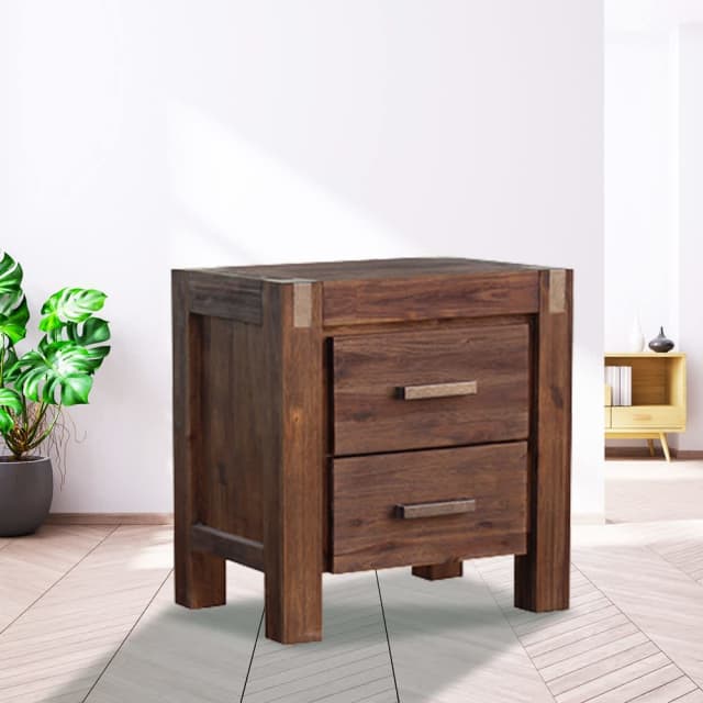 Hawthorne Bedside Table 2 drawers Night Stand Solid Wood Acacia S