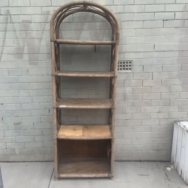 Mid century Bamboo came arched bookshelves room divider Bookcases
