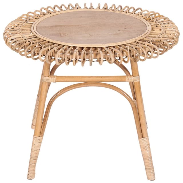 Holly 65cm Round Side Table Mango Wood Top Rattan Frame Natural... Buffets & Side Tables