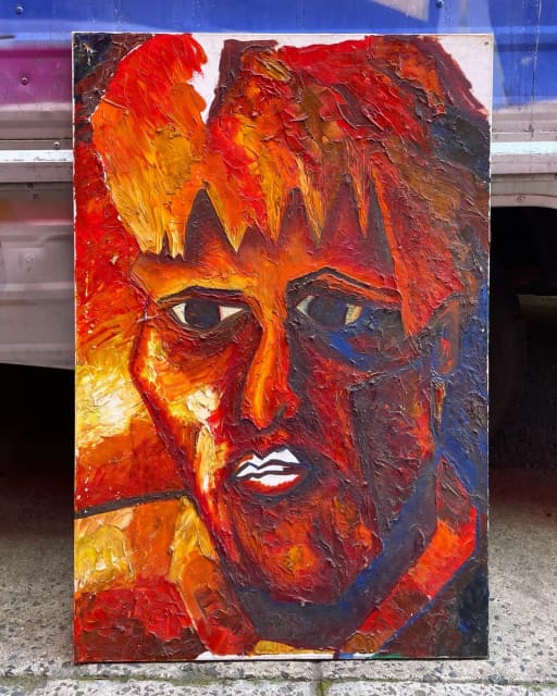 Vintage Oil on Canvas Abstract Painting by Unknown Artist Art