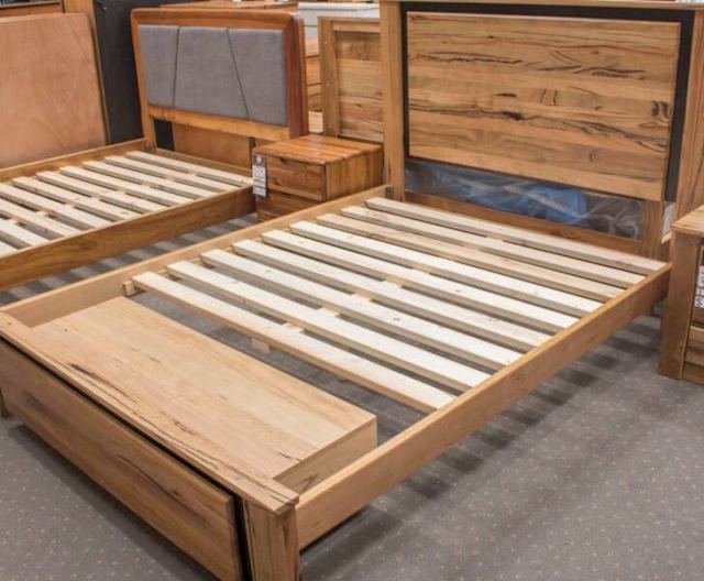 Bunbury Solid Marri Timber 3 Pc Bedroom Set with Bed End Drawers