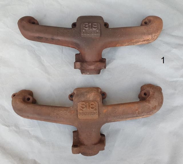 Chrysler Valiant Dodge D5N 273 318 V8 EXHAUST MANIFOLDS PAIR. GENUINE
