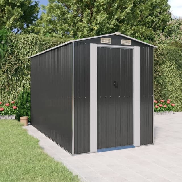 Garden Shed Anthracite 192x357x223 cm Galvanised Steel... Sheds