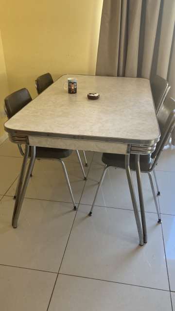 chrome formica table and chairs