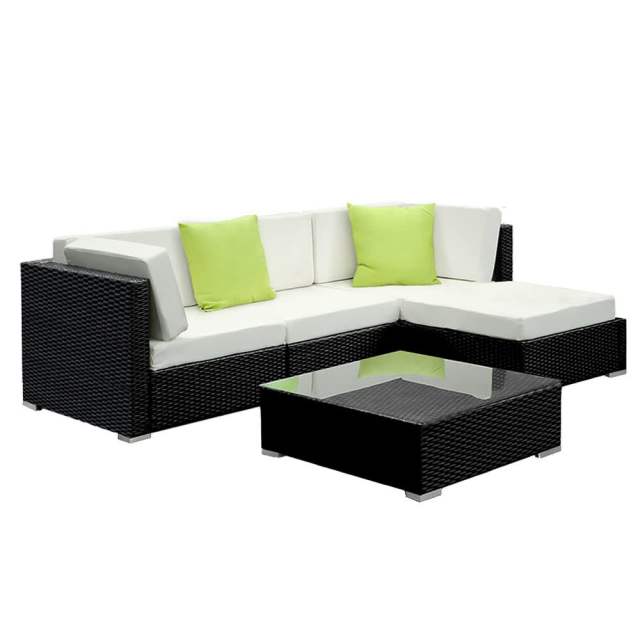 5Piece Outdoor Sofa Set Wicker Couch Lounge Setting Cover Lounging