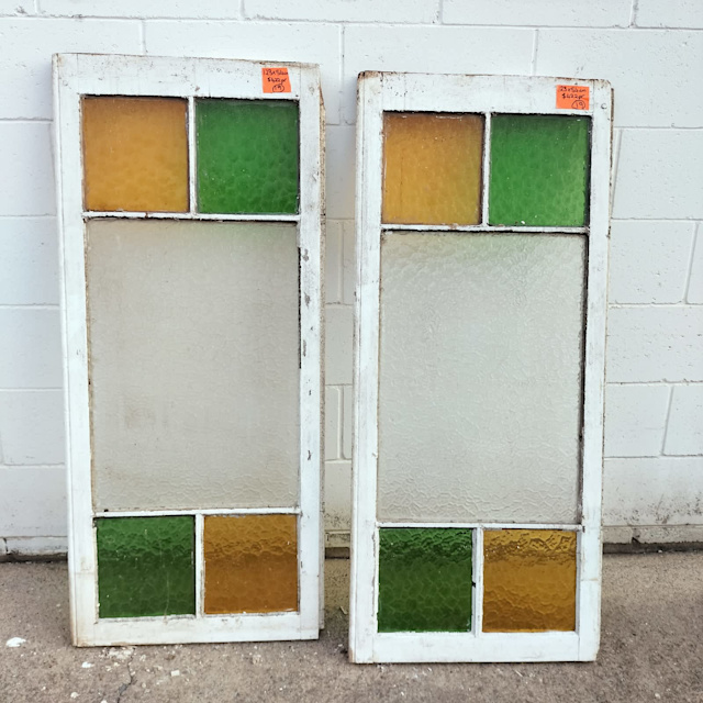 Heritage embossed stained glass timber casement windows . 123 X 54 cm Building Materials