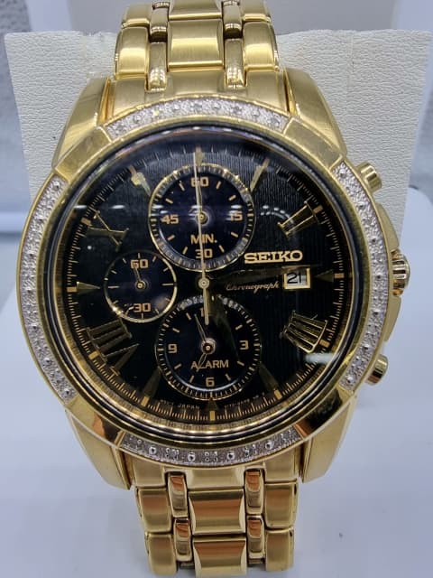 Seiko Gents Solar Diamond Set Gold Watch Model V172-0AV0 | Watches |  Gumtree Australia Wodonga Area - Wodonga | 1309175787