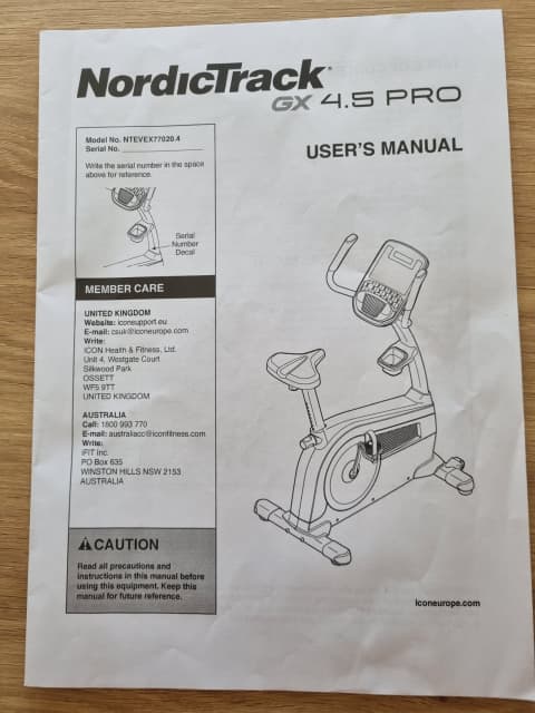 Nordictrack gx 4.5 manual hot sale