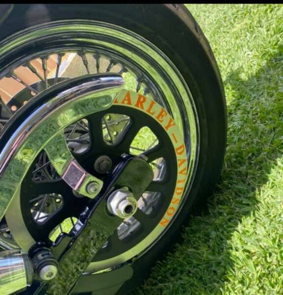 HARLEY DAVIDSON BACK PULLEY VINYL CUT STICKER x2 Motorcycle & Scooter