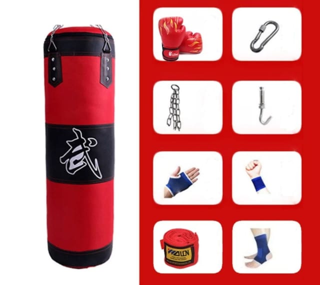 25kg Filled Boxing Punching Bag Heavy Duty PU Leather Durable Canvas