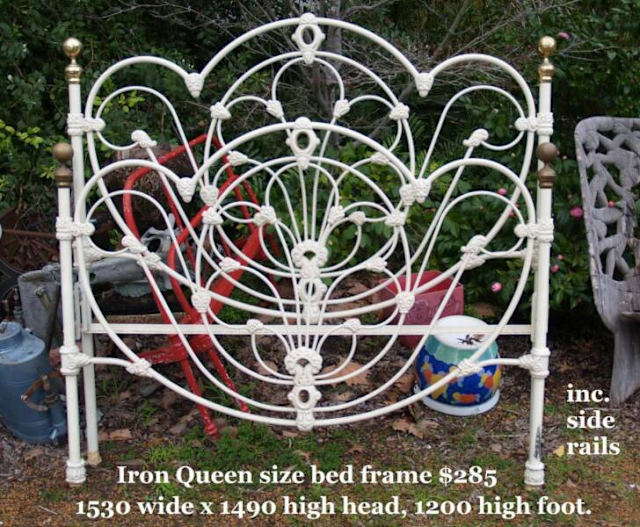 Cast iron Queen bed ends, headboards and antique other items Beds in