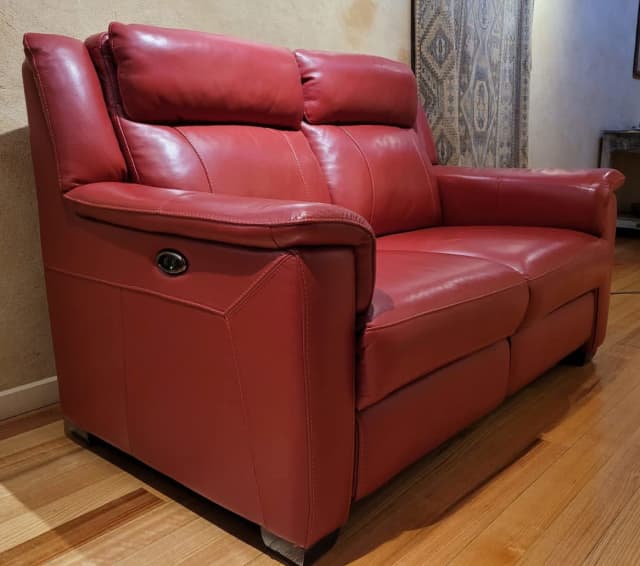 PLUSH DOVER RED LEATHER, ELECTRIC, 2 SEATER, RECLINER SOFA Sofas