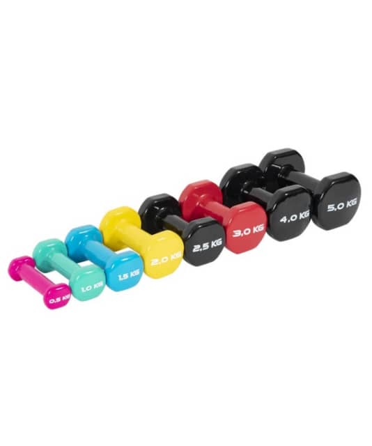 VINYL DIPPED DUMBBELLS SIZES FROM 0.5KG TO 5KG at Orbit Mandurah Gym