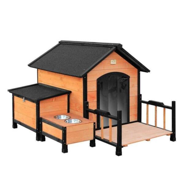 Timber Dog Kennel Pet Dog House w/ Removable Floor Patio Storage Box