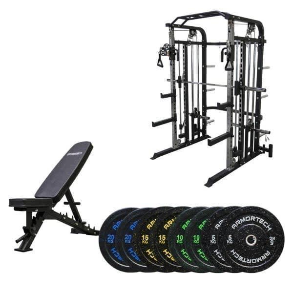 Armortech F10 / AB200 Bench & 100kg Crumb Bumper Package Gym