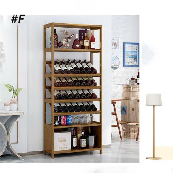 Wowmart Bamboo Wine Shelves Stackable Capacity Rack 173x 29cm