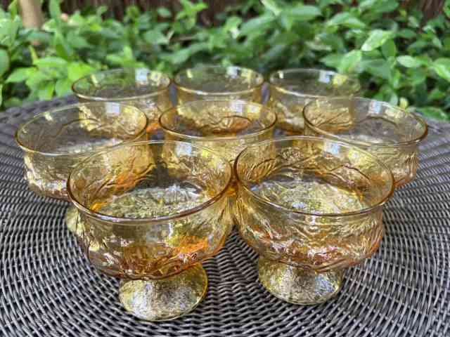 Anchor Hocking Lido amber textured glass footed dishes (8) 1960/70 ...