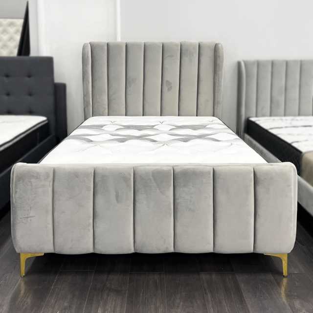 BACK IN STOCK! Elegant Villa Grey Velvet D520 Q590 K690 Bed Frame