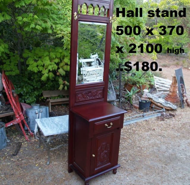Mirrored Hall stand with coat hooks, other hall tables, side tables