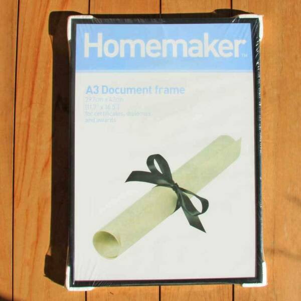 4 x Black A3 Document Certificate, Photo, Picture, Glass Frames