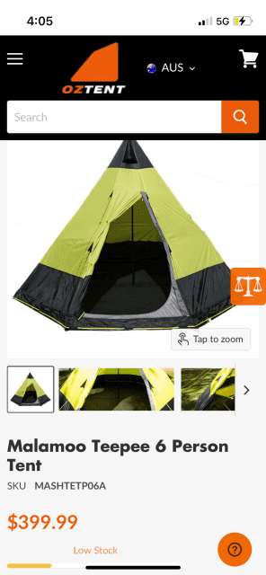 Malamoo 6 man teepee tent - Camping & Hiking in Devon Park SA | Gumtree ...