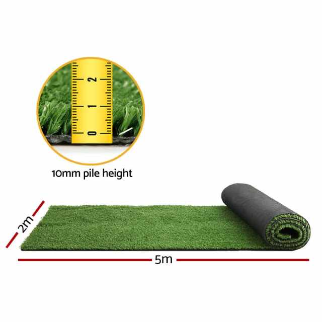 Artificial Grass 2mx5m 10mm Synthetic Fake Lawn Turf Plant Plastic Oli