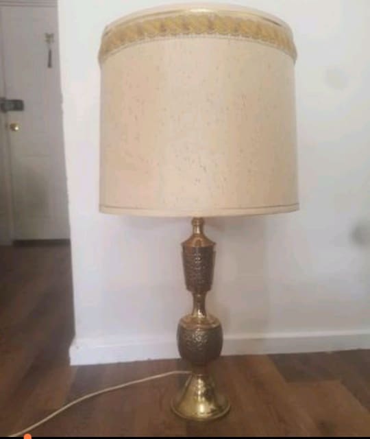Large Vintage Mid Century Brass Table Lamp Table & Desk Lamps