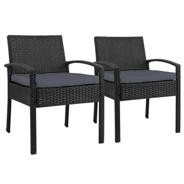 Set of 2 Outdoor Dining Chairs Wicker Chair Patio Garden Furniture