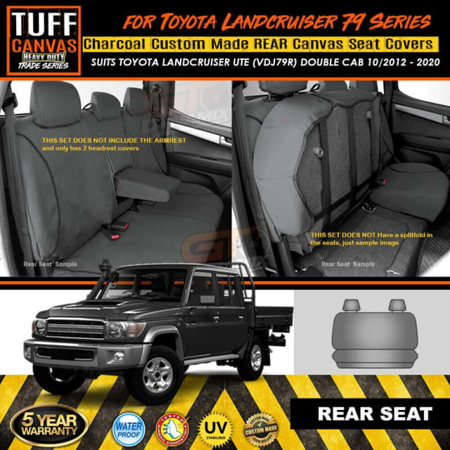 TUFF HD TRADE Canvas REAR Seat Covers for Landcruiser 79 Series VDJ79R