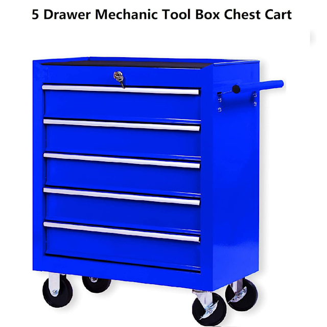 Wowmart 5 Drawer Tool Cart Box Trolley Storage Toolbox Tool