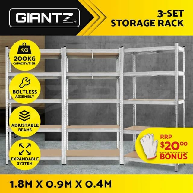 Giants 3x1.8M Warehouse Shelving Rack Racking Garage Metal Storage She