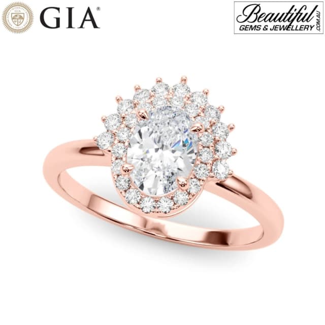 Vintage Rose Gold Oval Cut Diamond Ring with 1.26ct Crown Setting