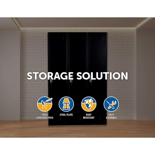 ThreeDoor Side by Side Office Gym Shed Storage Locker... Bookcases