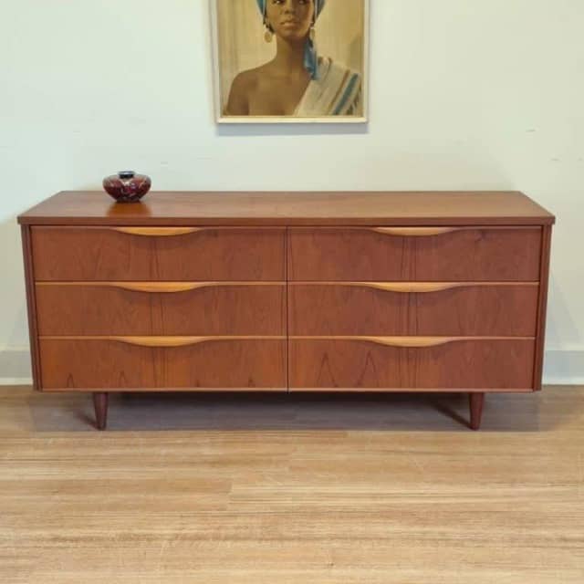 Retro Vintage Teak Burgess Lowline Chest/Dresser/Sideboard. C1980s