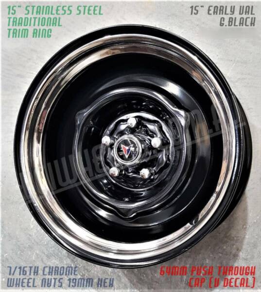 15" X 5" BLACK STEEL SMOOTH RIM EARLY VALIANT 5X4" AP5 AP6 VC SAFARI