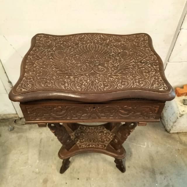 Vintage 1970s hand carved Balinese writing desk. See details. Other