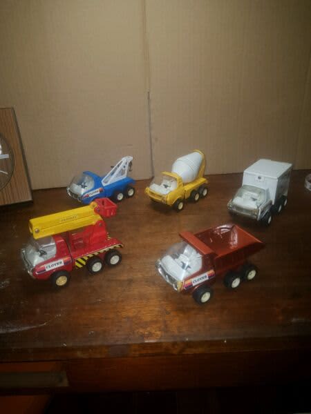 Clover tin toy trucks Korea group of very good condition vintage retro ...